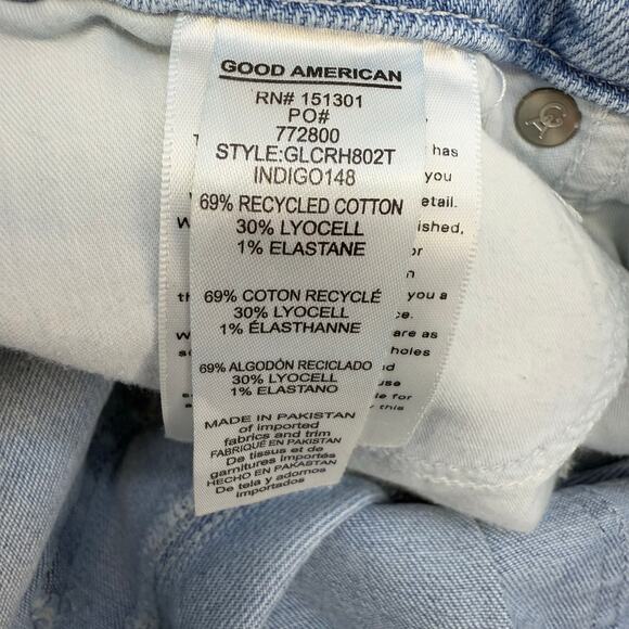 Good American Jean's Women's 6/28 Light Blue Ankle Skinny Raw Hem Preppy - Picture 7 of 15